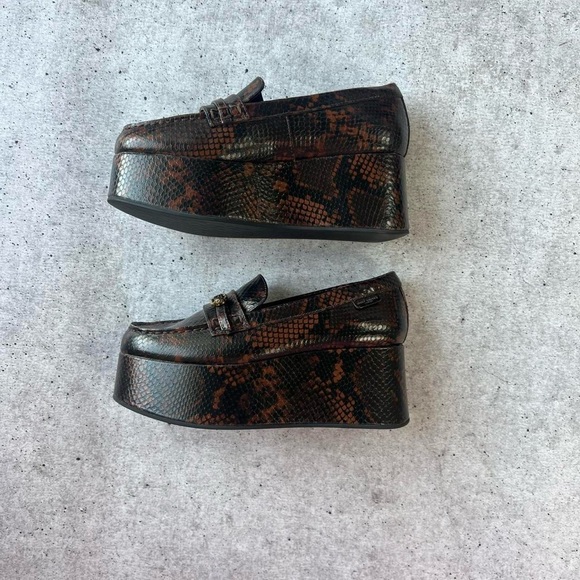 MAYFAIR FLATFORM LOAFER Lizard Flatform Shoes by KURT GEIGER  Kurt Geiger Snakeskin Brown Platform Loafers